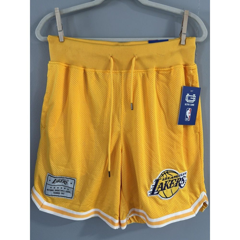 New‎ Los Angeles Lakers Gold Shorts Small Ultra Game Classic Basketball Shorts